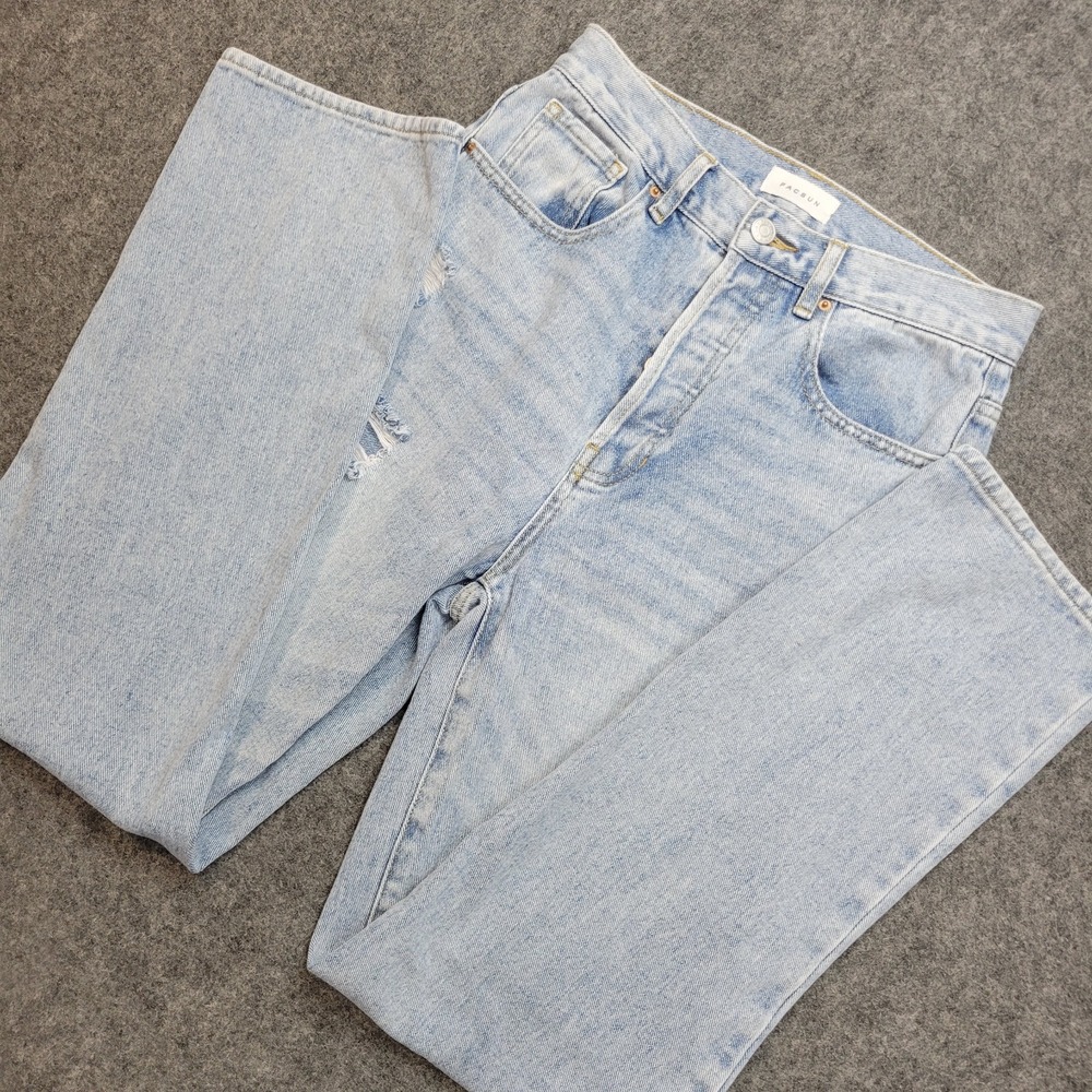 Pacsun Jeans Womens 26 Blue Denim Light Wash High Rise Ripped Dad Straight Leg